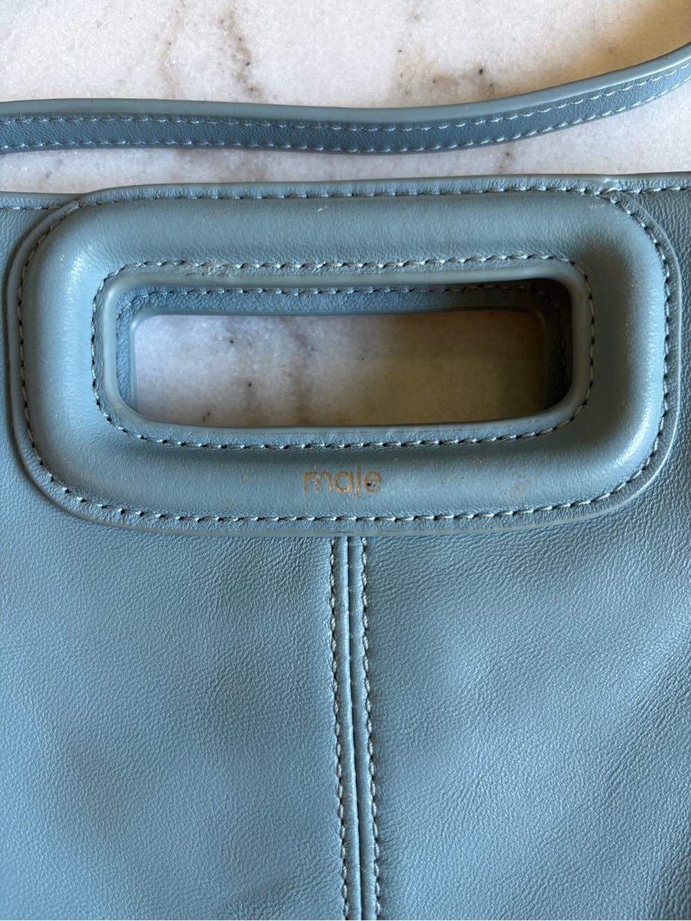 Maje M Bag - Light Blue Fringe Leather Clutch or Crossbody - Picture 3 of 13
